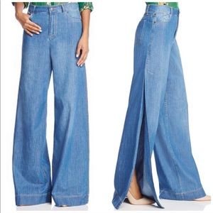 NWT alice + olivia Clarissa wide leg slit jeans